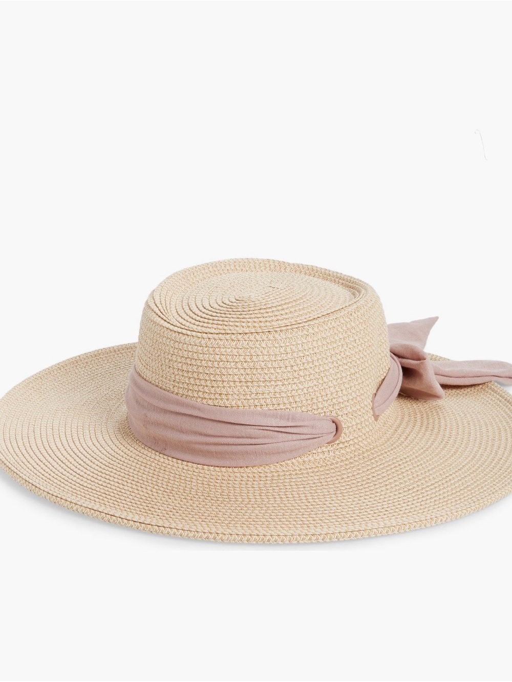 San Diego Hat Company Natural Straw Sun Hat scarf bow in Mauve